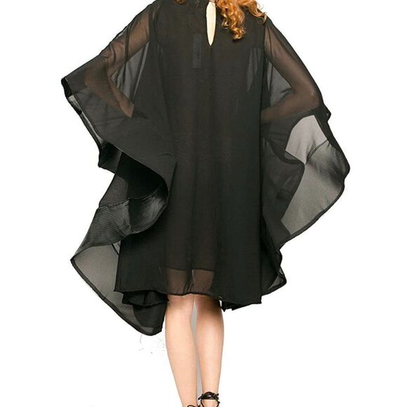 WHY DRESS Black chiffon butterfly sleeve dress SzL - Picture 4 of 15